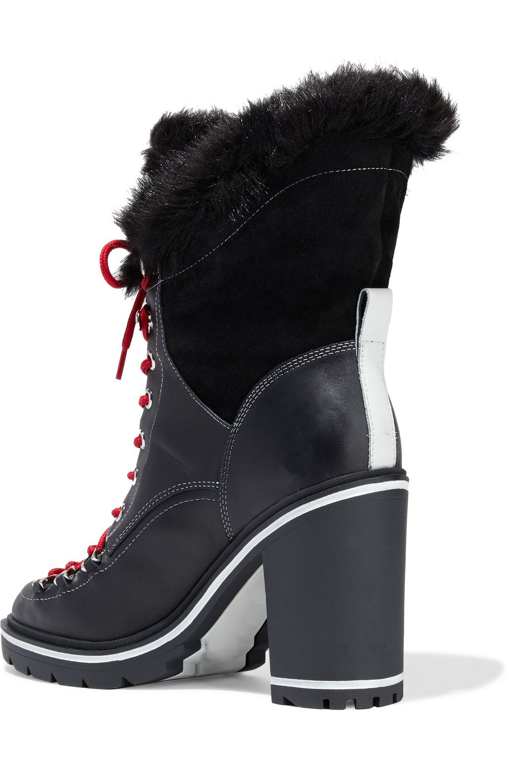 grey faux fur lined biker boots