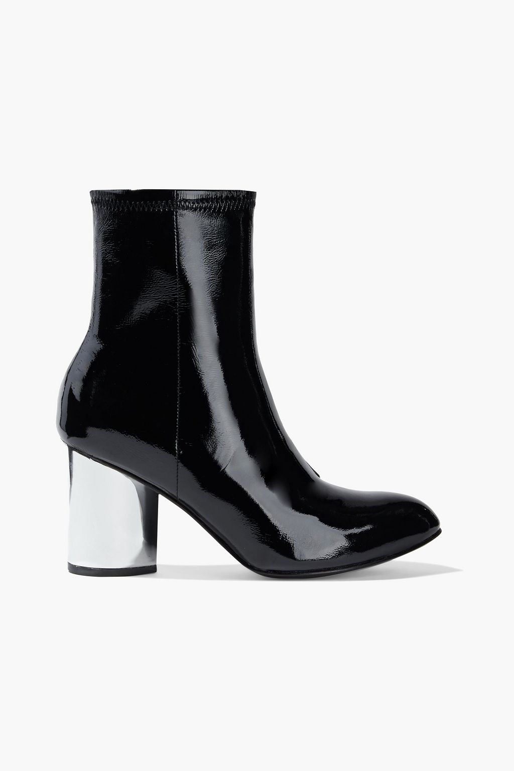 crinkle patent leather boots