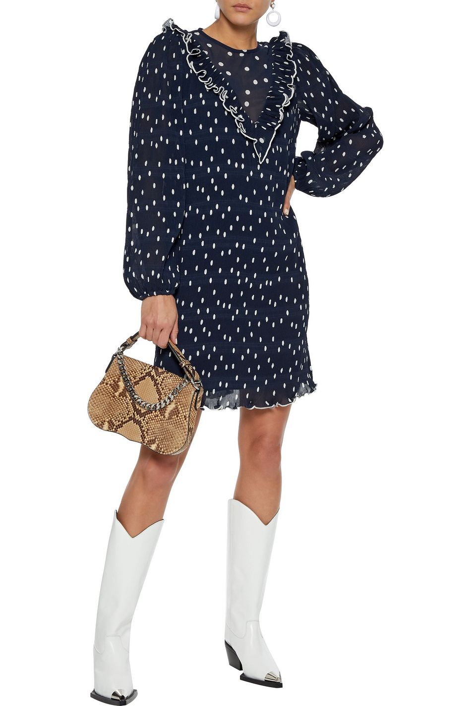 ganni lowell dress white