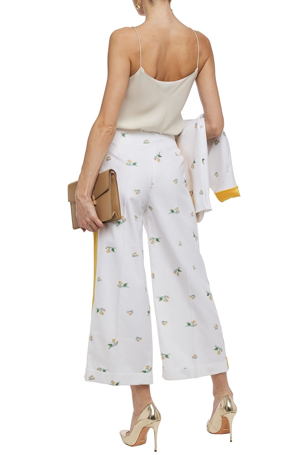 RACIL Agadir satin-trimmed cotton-blend jacquard wide-leg pants