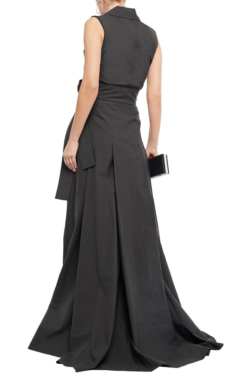 BRUNELLO CUCINELLI Wrap-effect pleated cotton-blend poplin gown