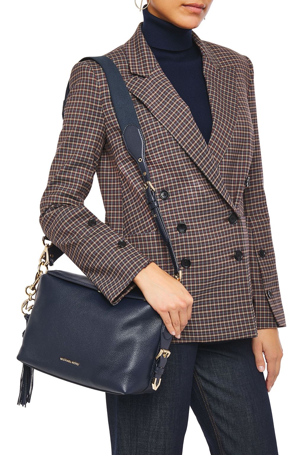 MICHAEL MICHAEL KORS Logo-embellished textured-leather shoulder bag