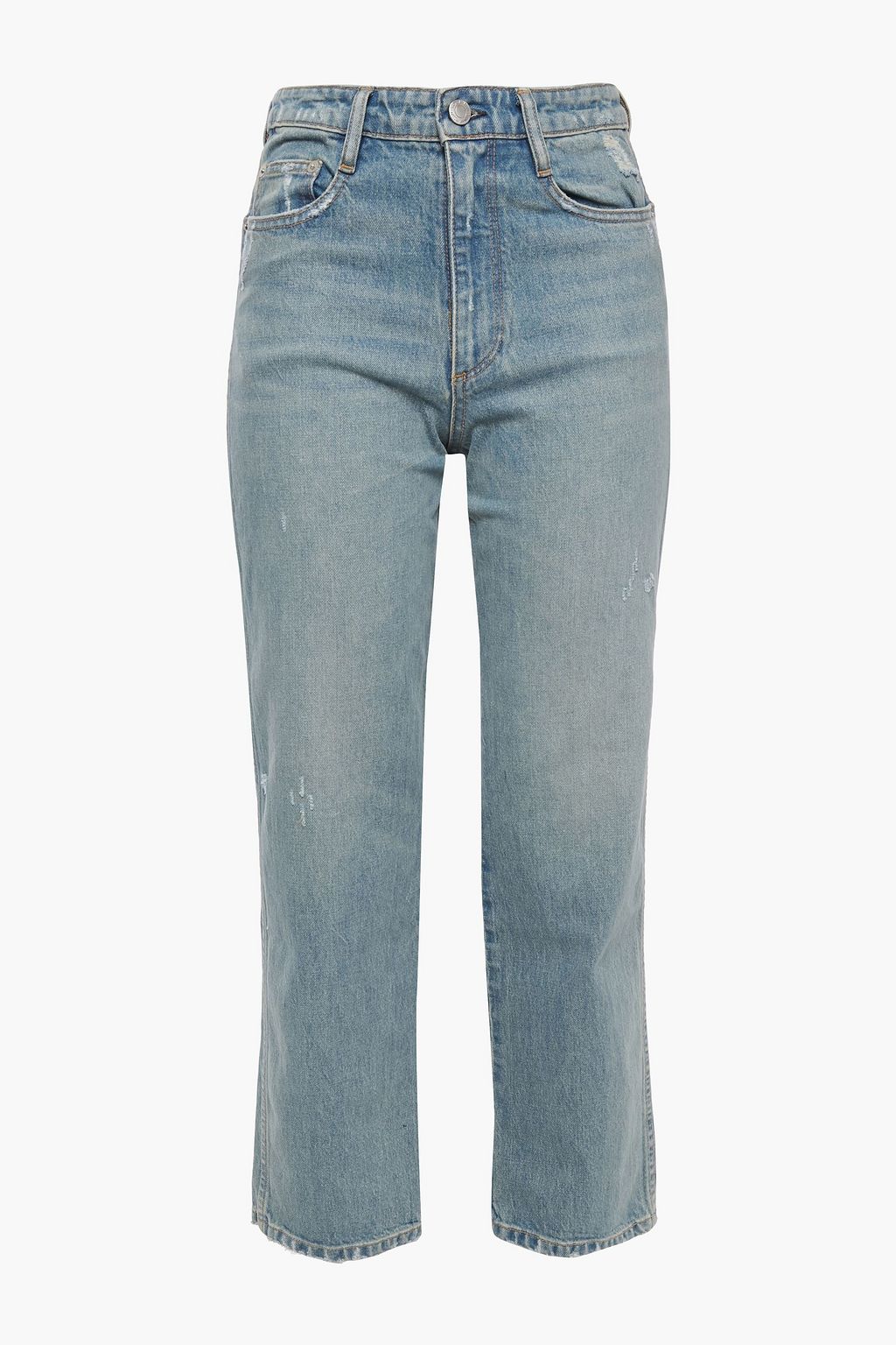 Light denim Cropped distressed faded 