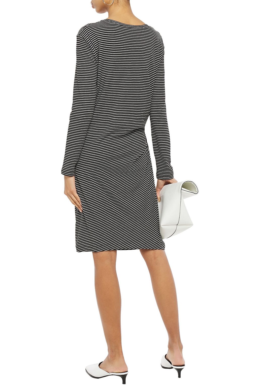 VINCE. Knotted striped cotton-jersey dress