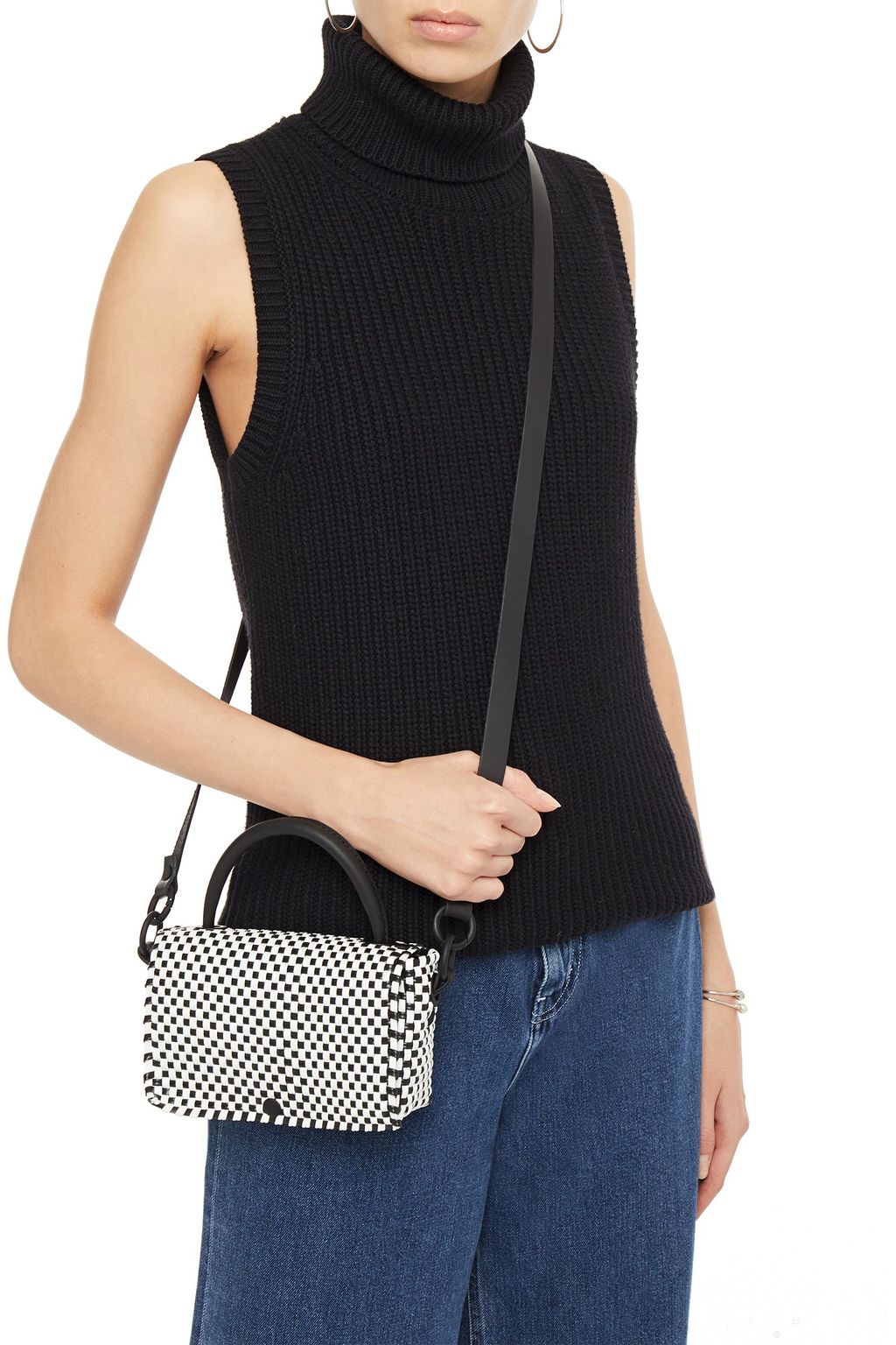 TRUSS Mini woven raffia-effect shoulder bag