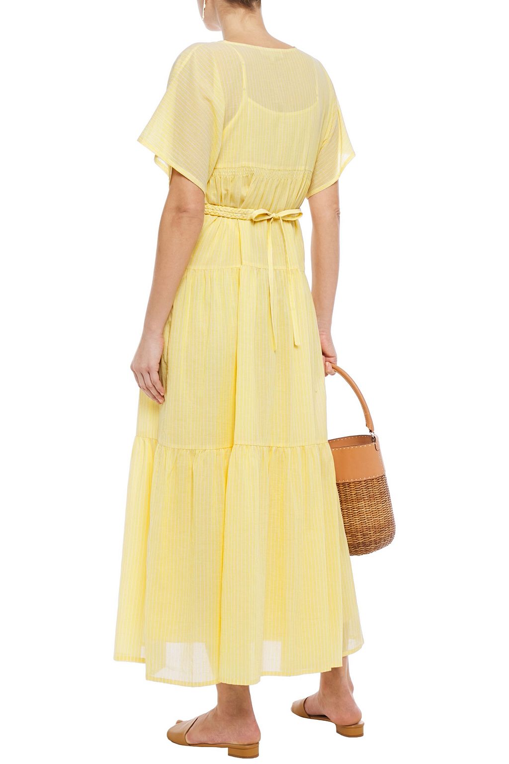 VANESSA BRUNO Lizon tiered pinstriped cotton maxi dress