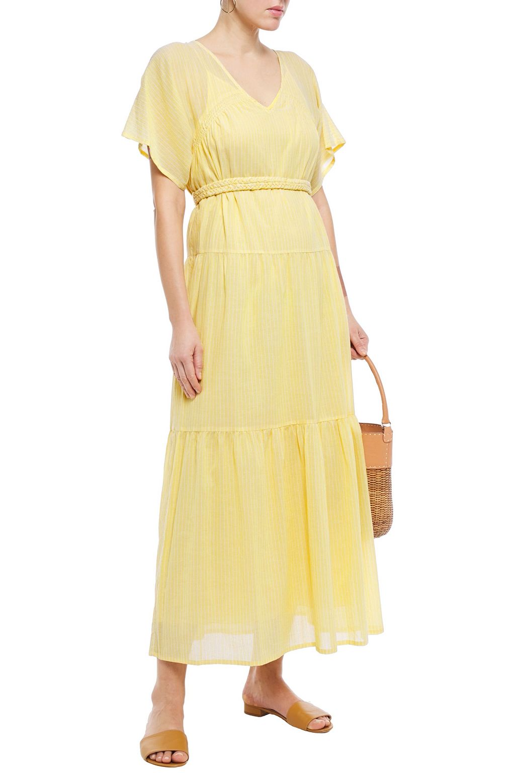 VANESSA BRUNO Lizon tiered pinstriped cotton maxi dress