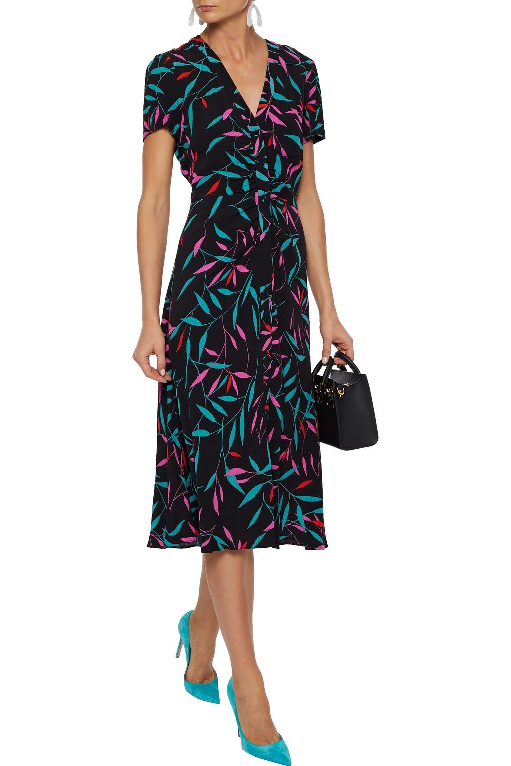 DIANE VON FURSTENBERG Cecilia ruched crepe midi dress