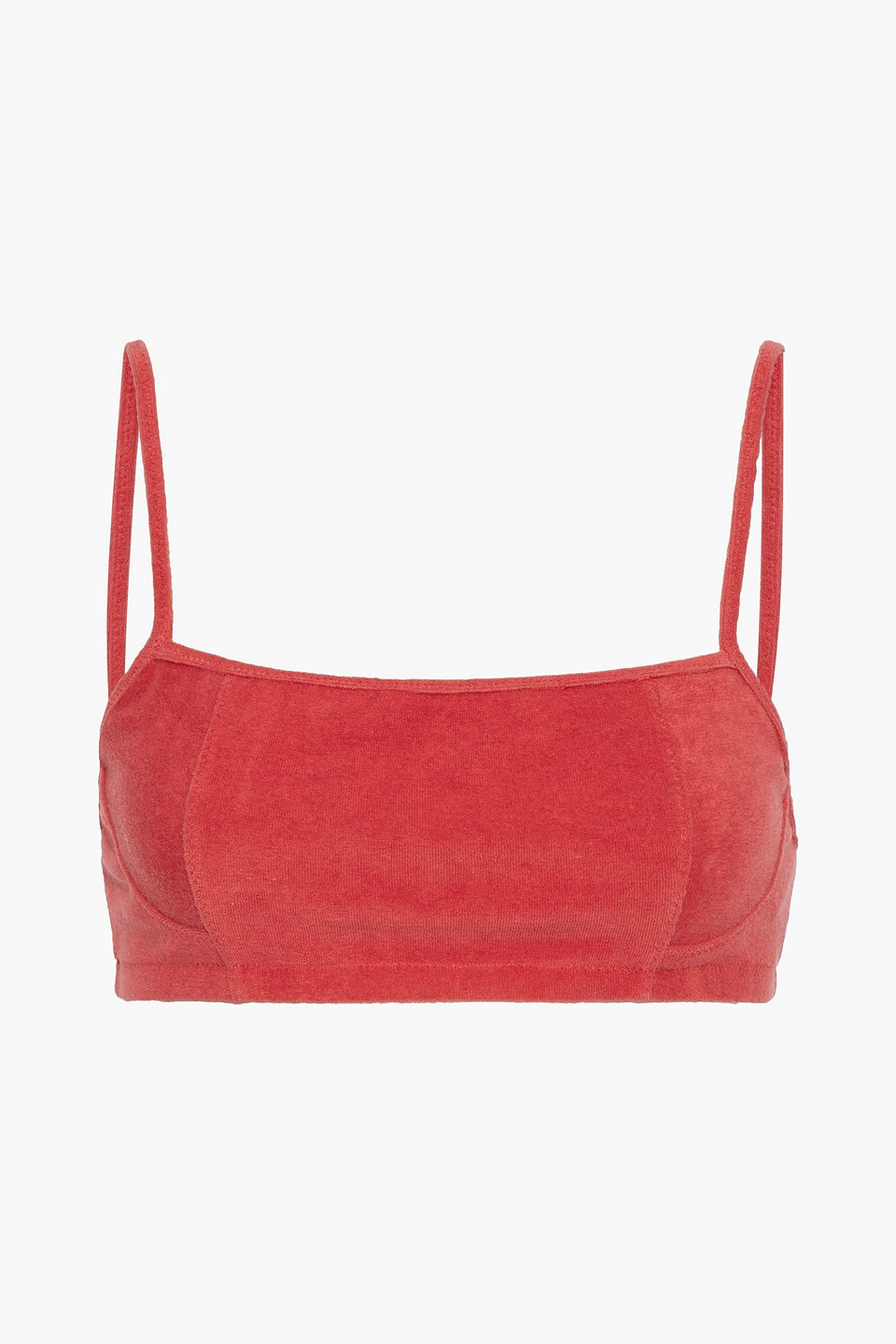 Ganni Woman Cotton-blend Terry Bikini Top Red Size 34