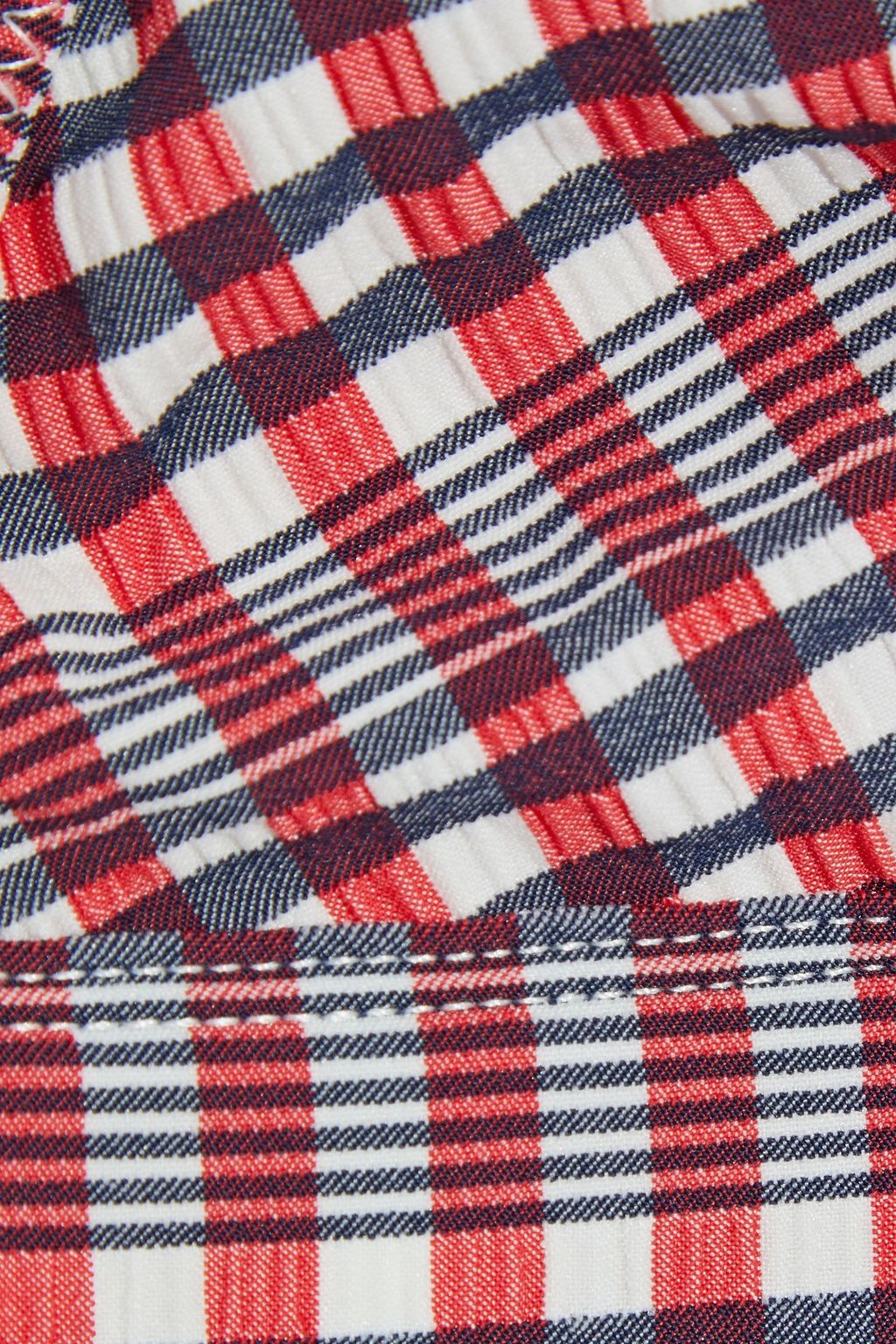 GANNI Gingham seersucker triangle bikini top