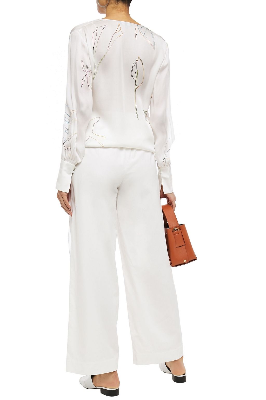 THEORY Cotton and silk-blend sateen wide-leg pants