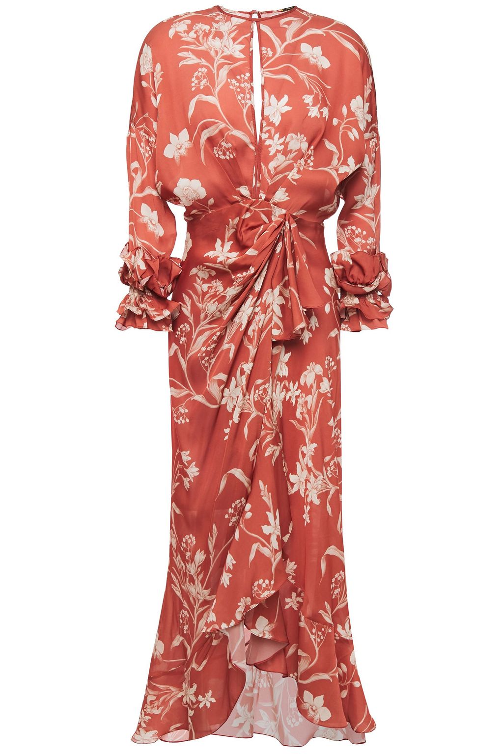botanical georgette wrap dress