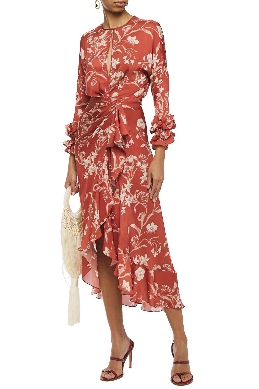 botanical georgette wrap dress