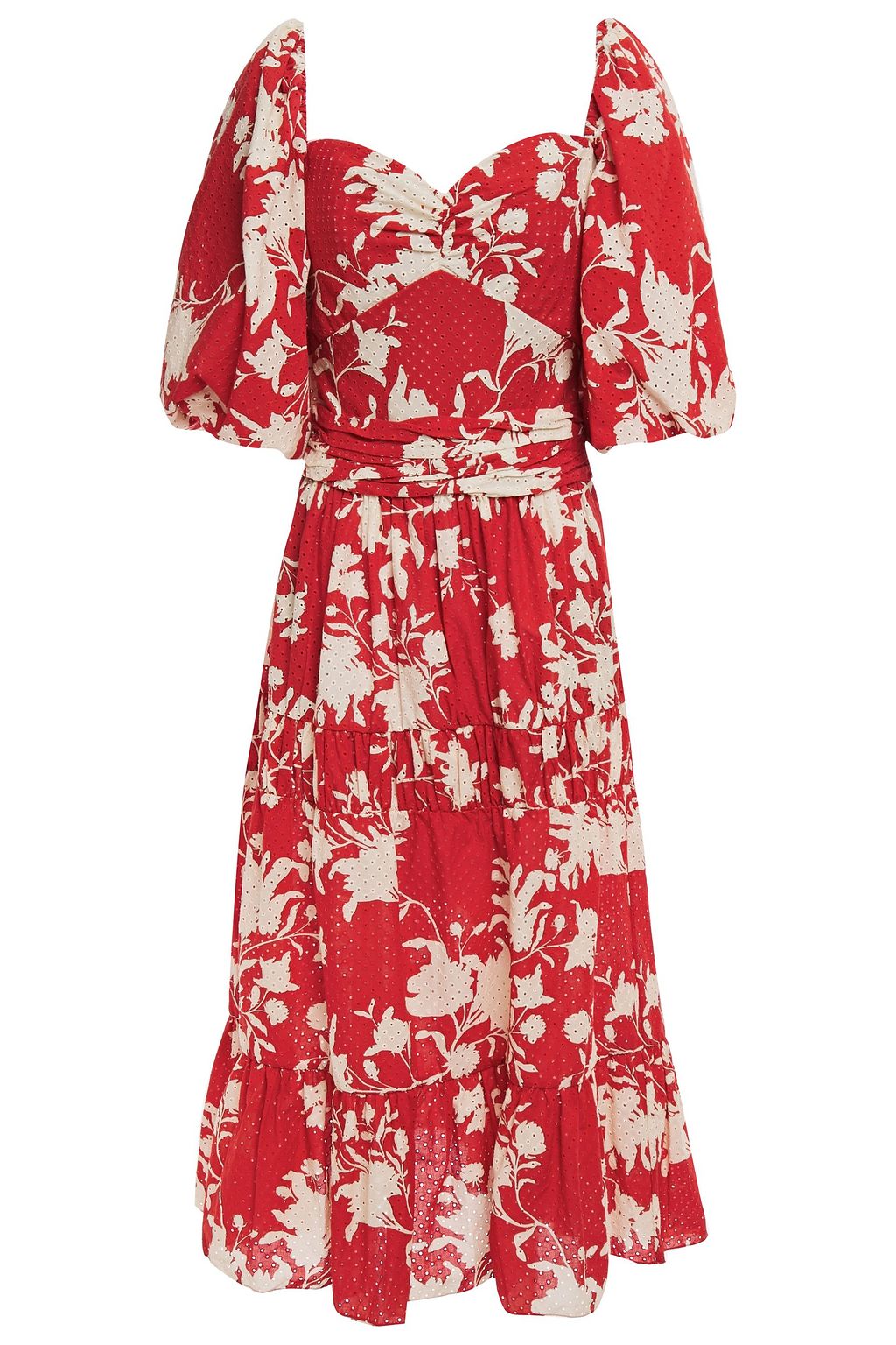red cotton midi dress