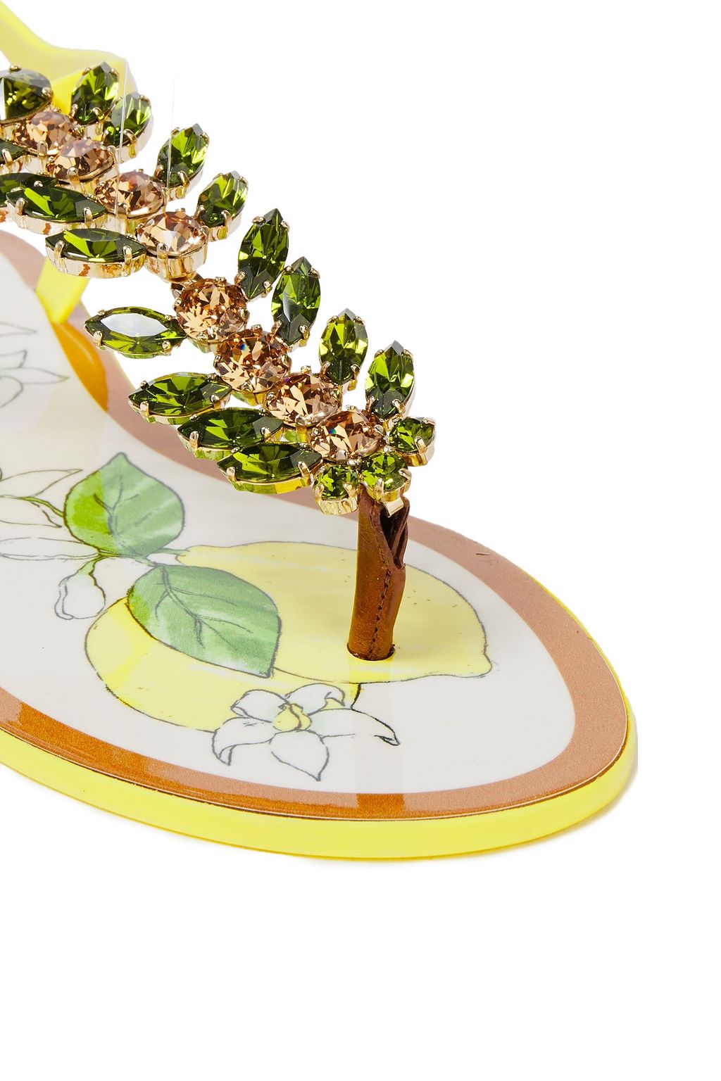 DOLCE&GABBANA Leather-trimmed crystal-embellished rubber sandals