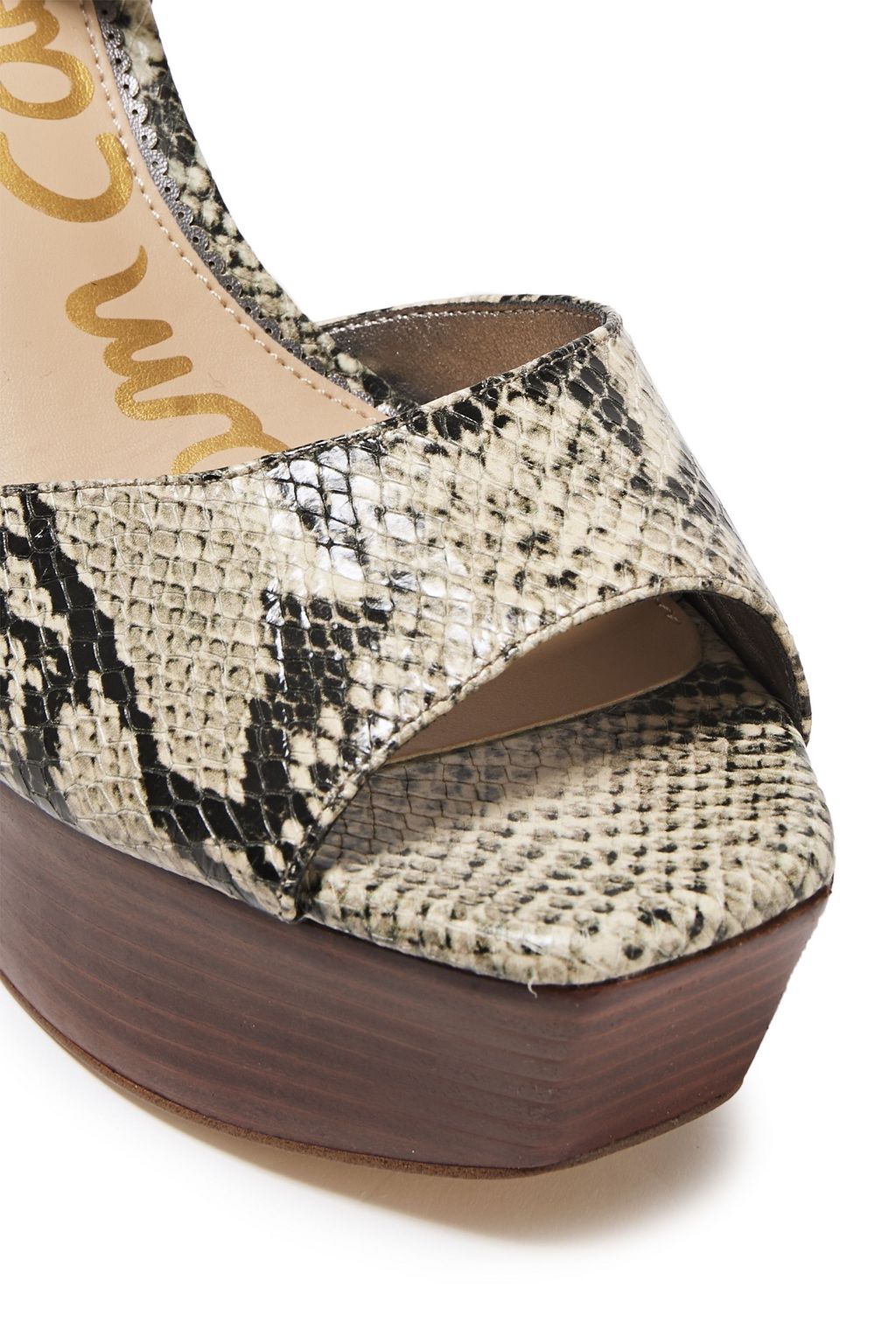 SAM EDELMAN Rain snake-effect leather platform sandals