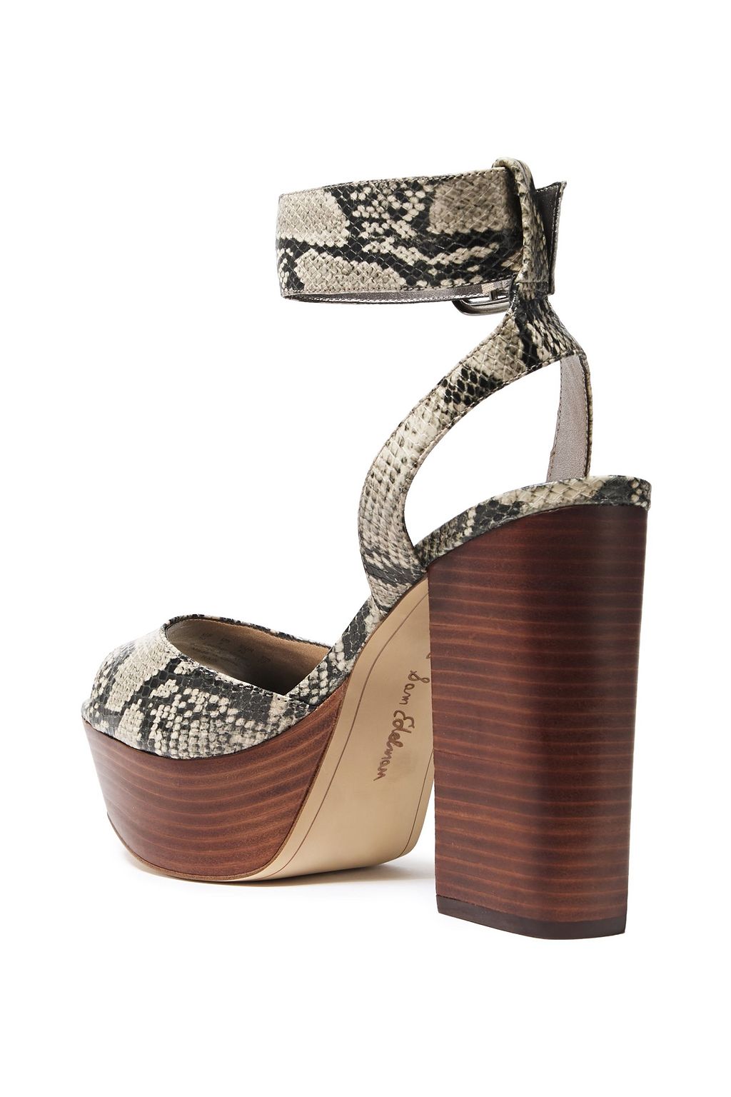 SAM EDELMAN Rain snake-effect leather platform sandals
