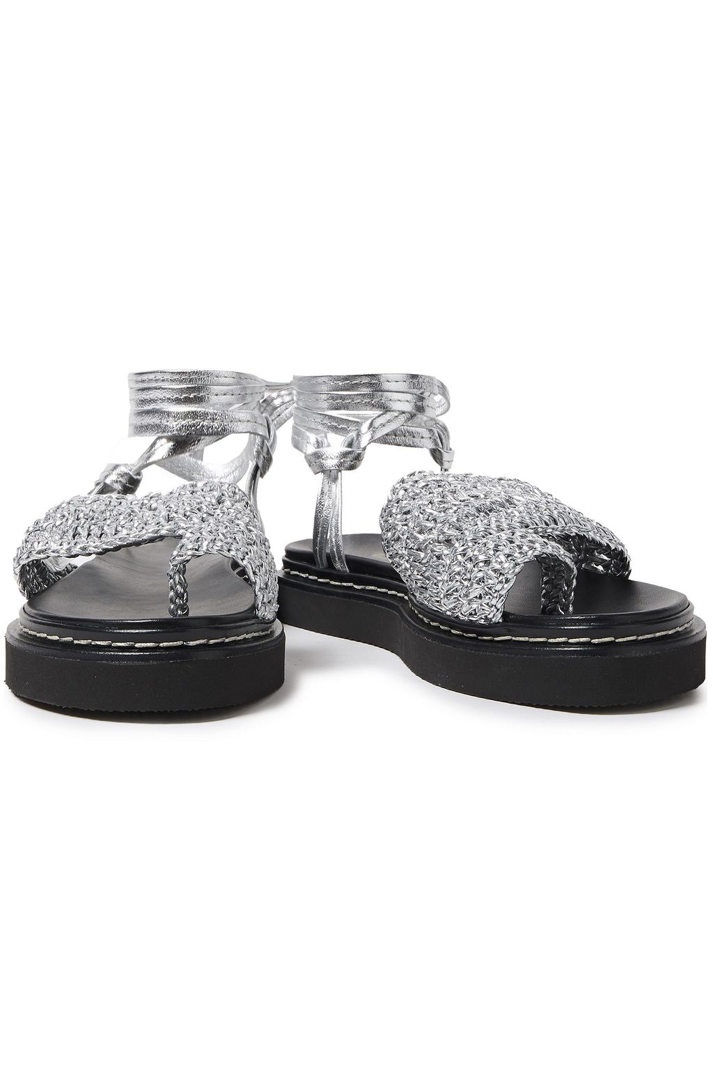 3.1 PHILLIP LIM Braided metallic leather platform sandals