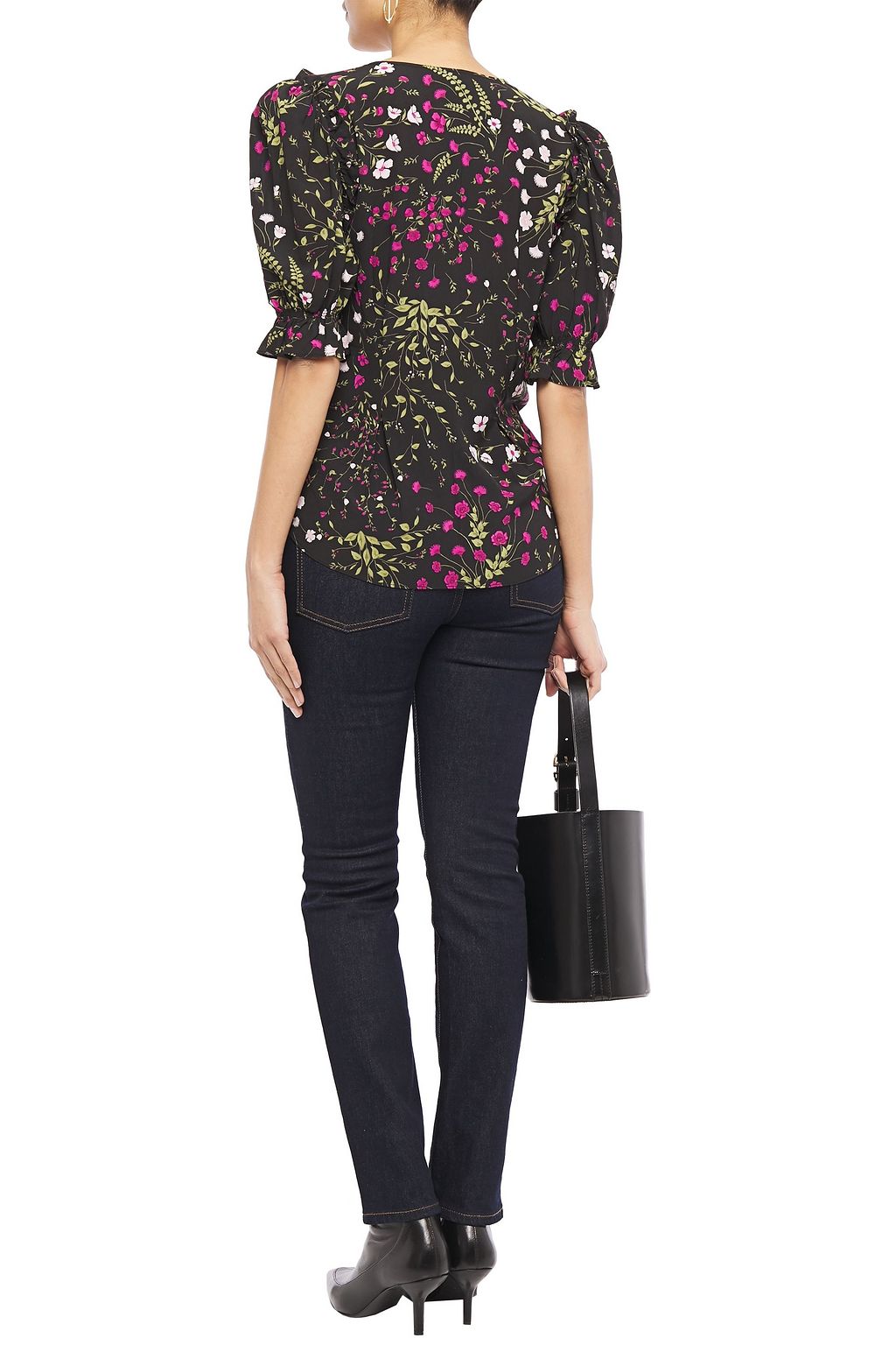 JOIE Anevy ruffle-trimmed floral-print crepe blouse