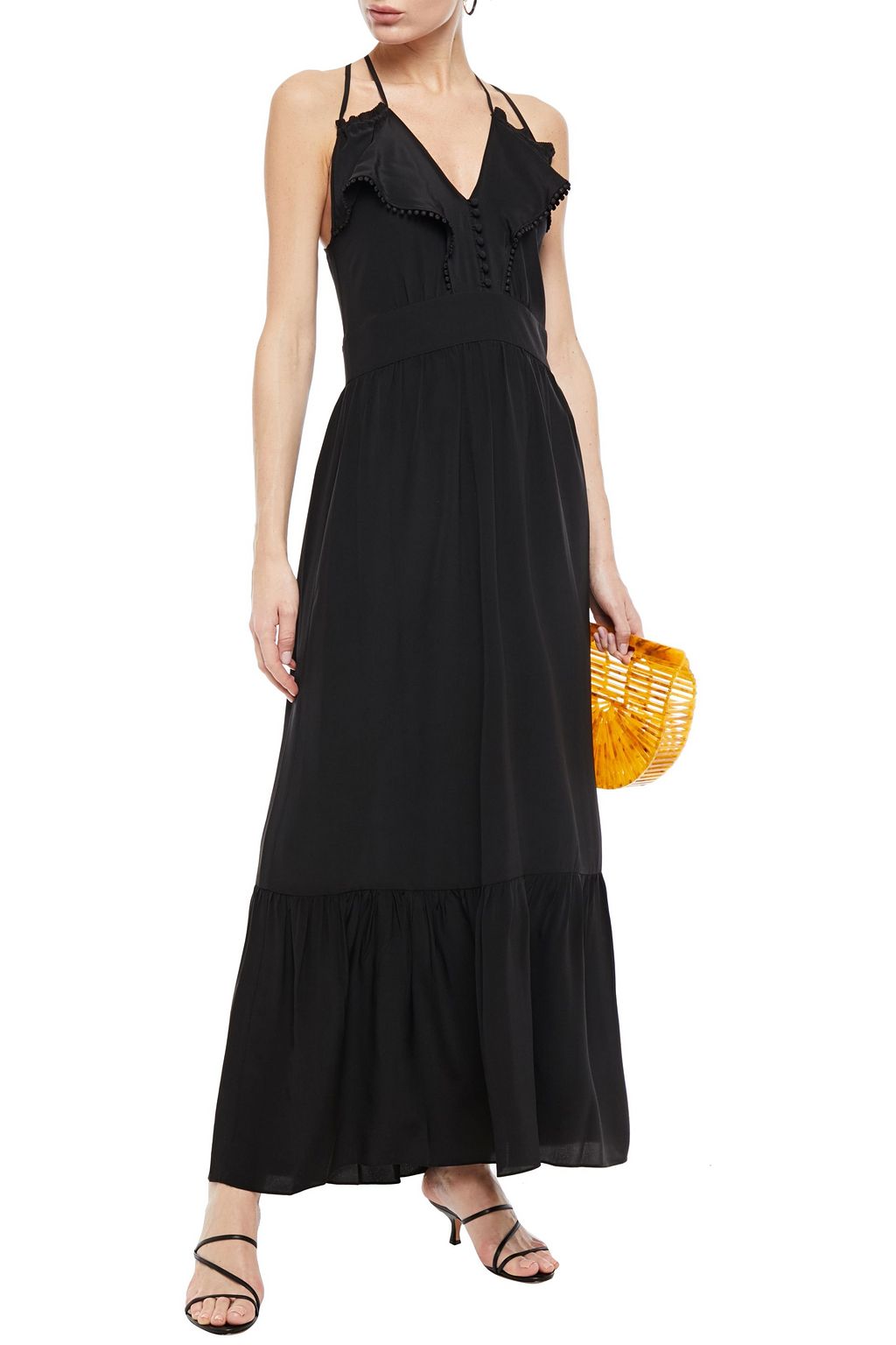 VANESSA BRUNO Leda crochet-trimmed ruffled silk crepe de chine maxi dress