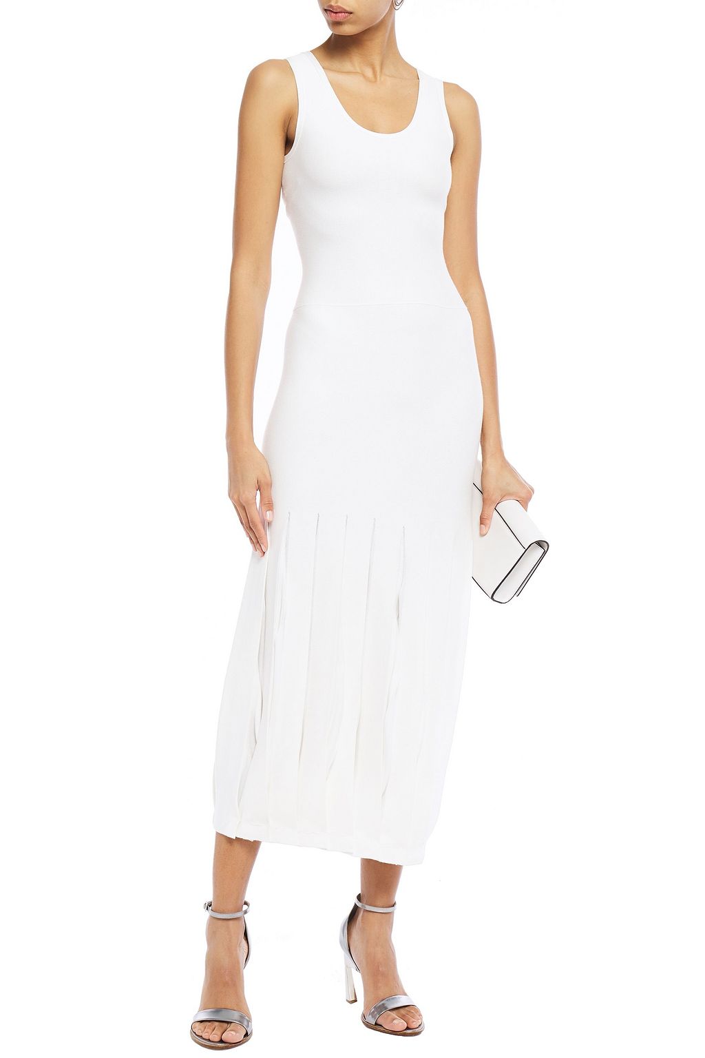 THEORY Pleated stretchknit midi dress THE
