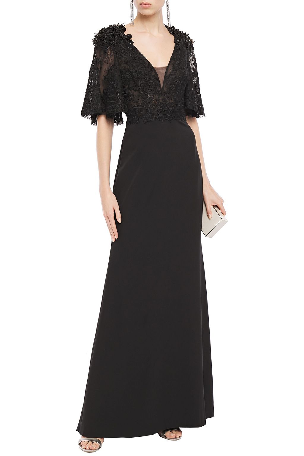 BADGLEY MISCHKA 장식 디테일 레이스 & 스트레치 캐디 가운