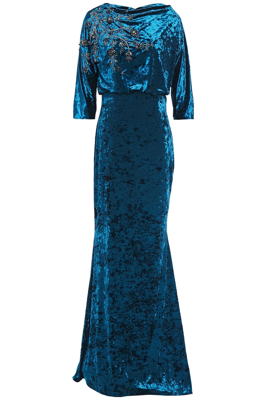 aqua velvet gown
