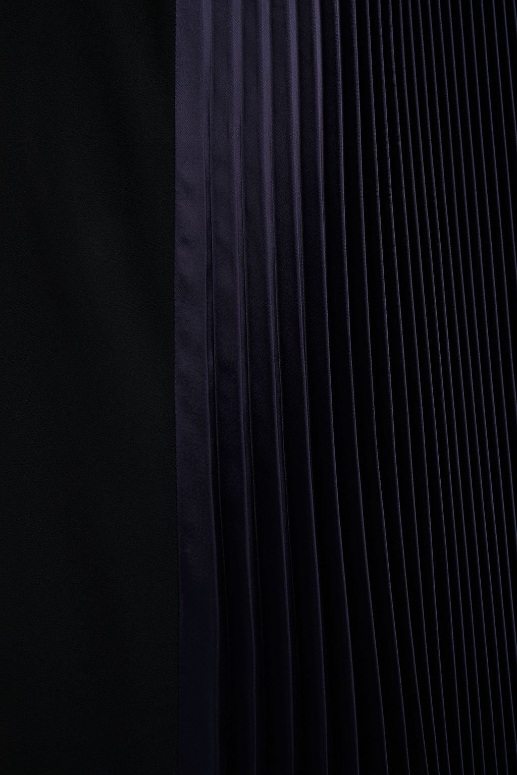 MARNI Asymmetric pleated satin-paneled crepe skirt