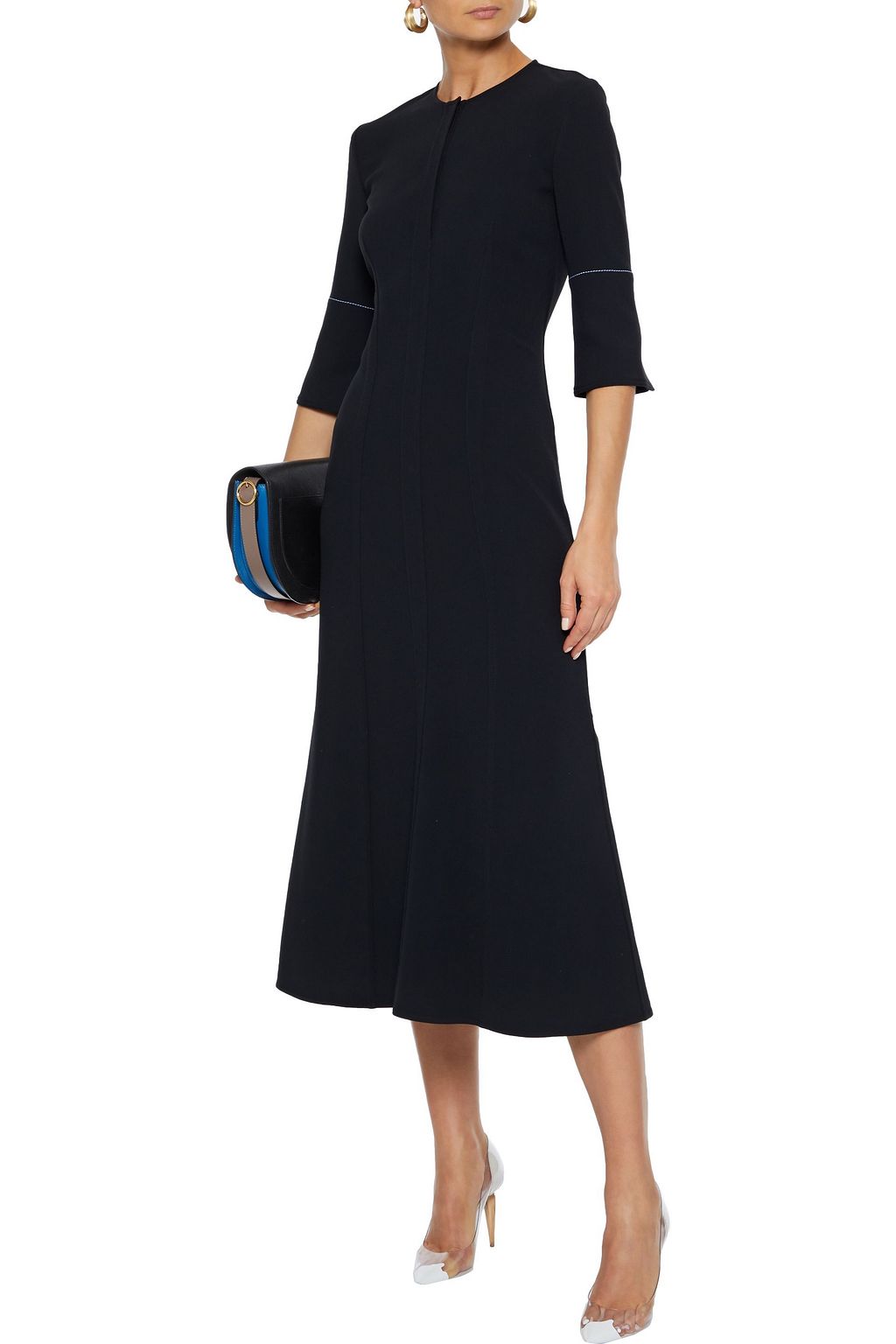 VICTORIA BECKHAM Fluted stretch-cady midi dress
