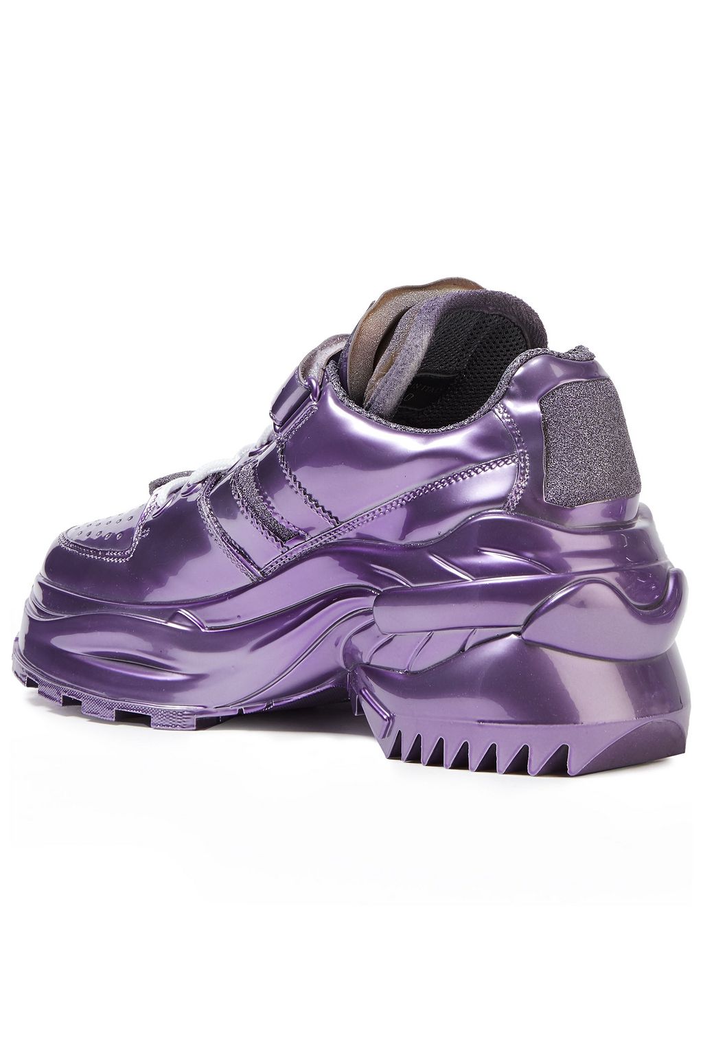 MAISON MARGIELA Leather-trimmed polished metallic faux leather sneakers