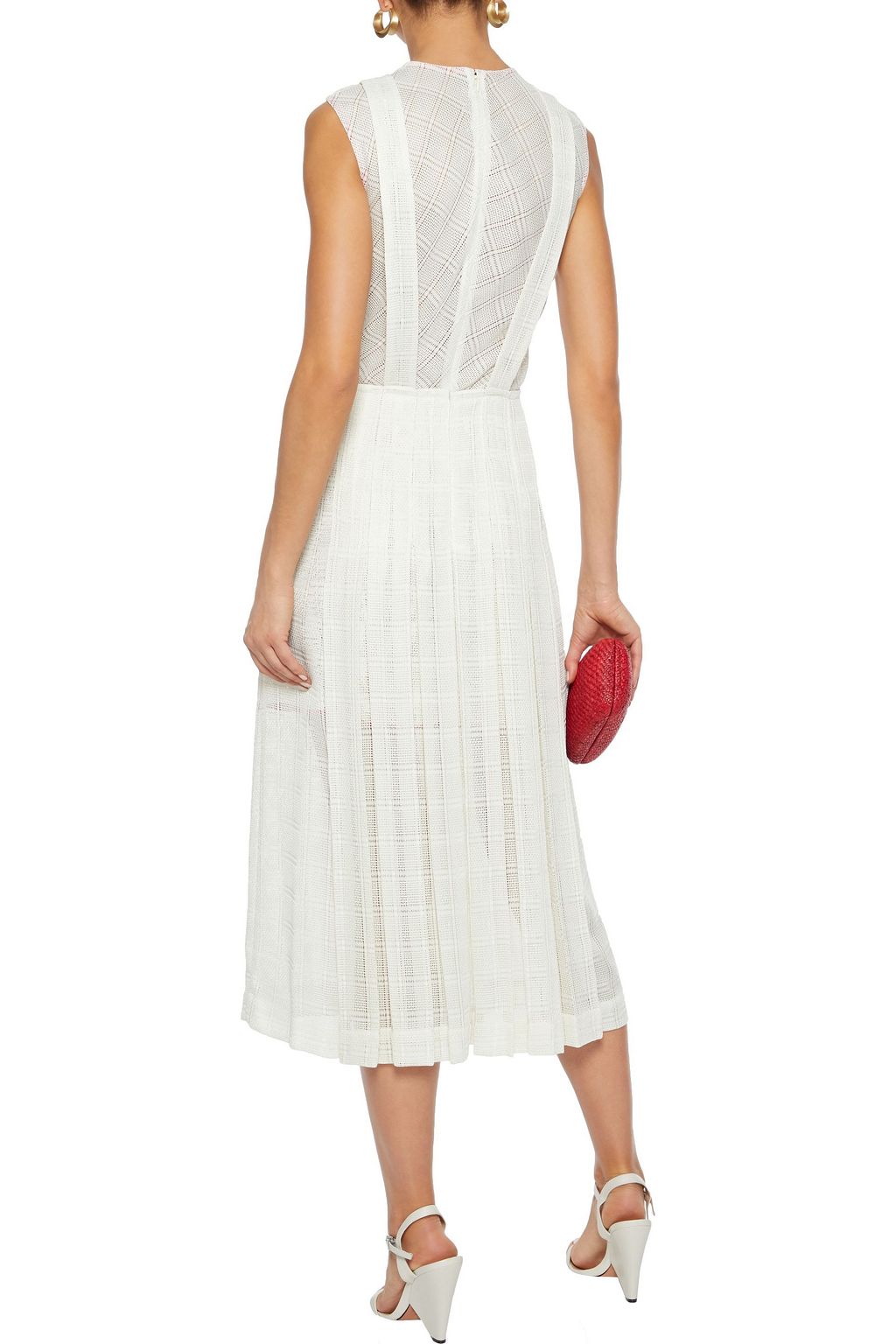 VICTORIA BECKHAM Pleated paneled woven midi dress