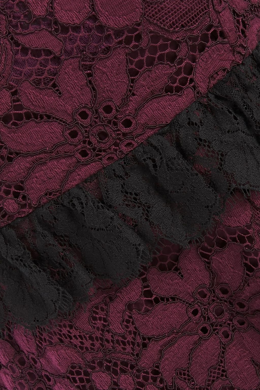 DOLCE&GABBANA Ruffle-trimmed cotton-blend corded lace mini dress