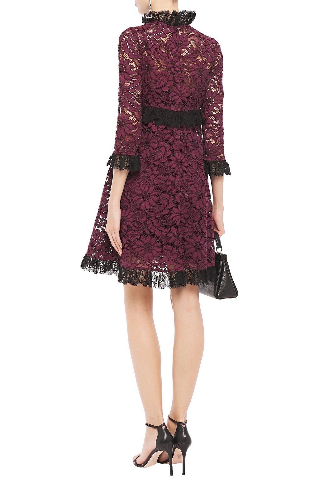 DOLCE&GABBANA Ruffle-trimmed cotton-blend corded lace mini dress