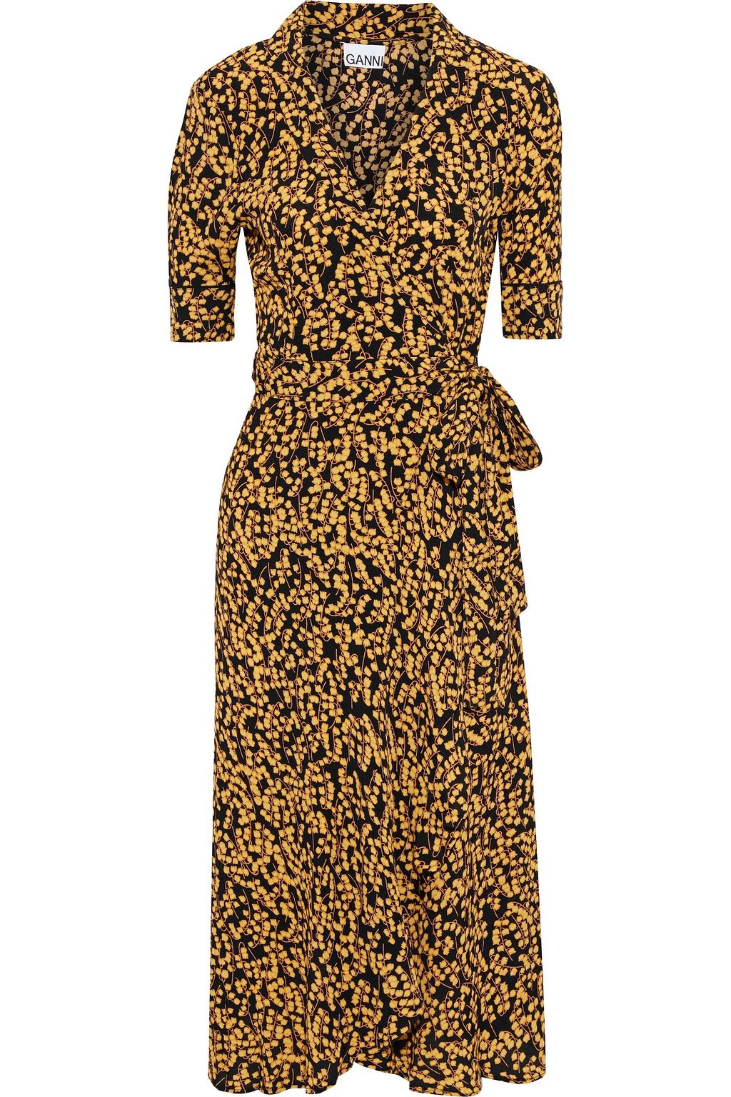 ganni crepe midi dress
