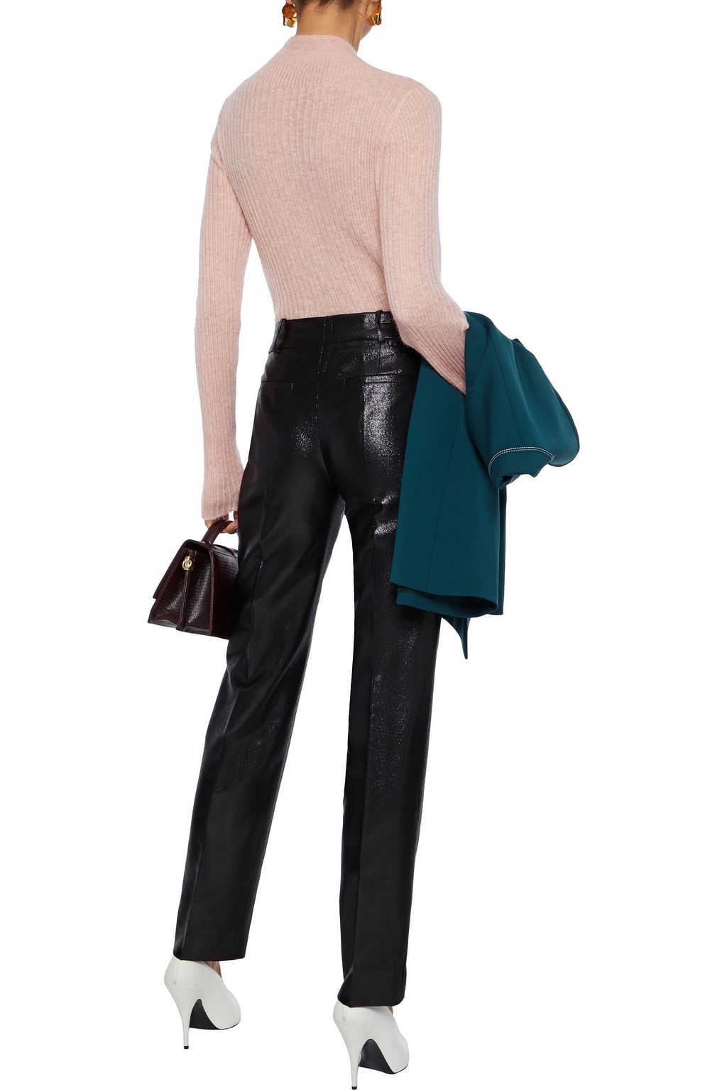 VICTORIA, VICTORIA BECKHAM Lamé slim-leg pants