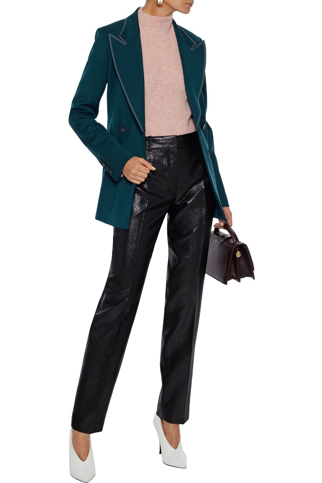 VICTORIA, VICTORIA BECKHAM Lamé slim-leg pants