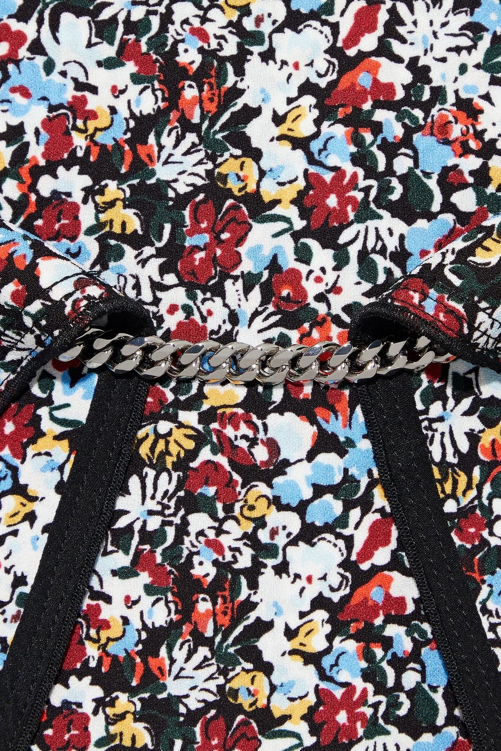 VICTORIA BECKHAM Chain-trimmed draped floral-print crepe mini skirt
