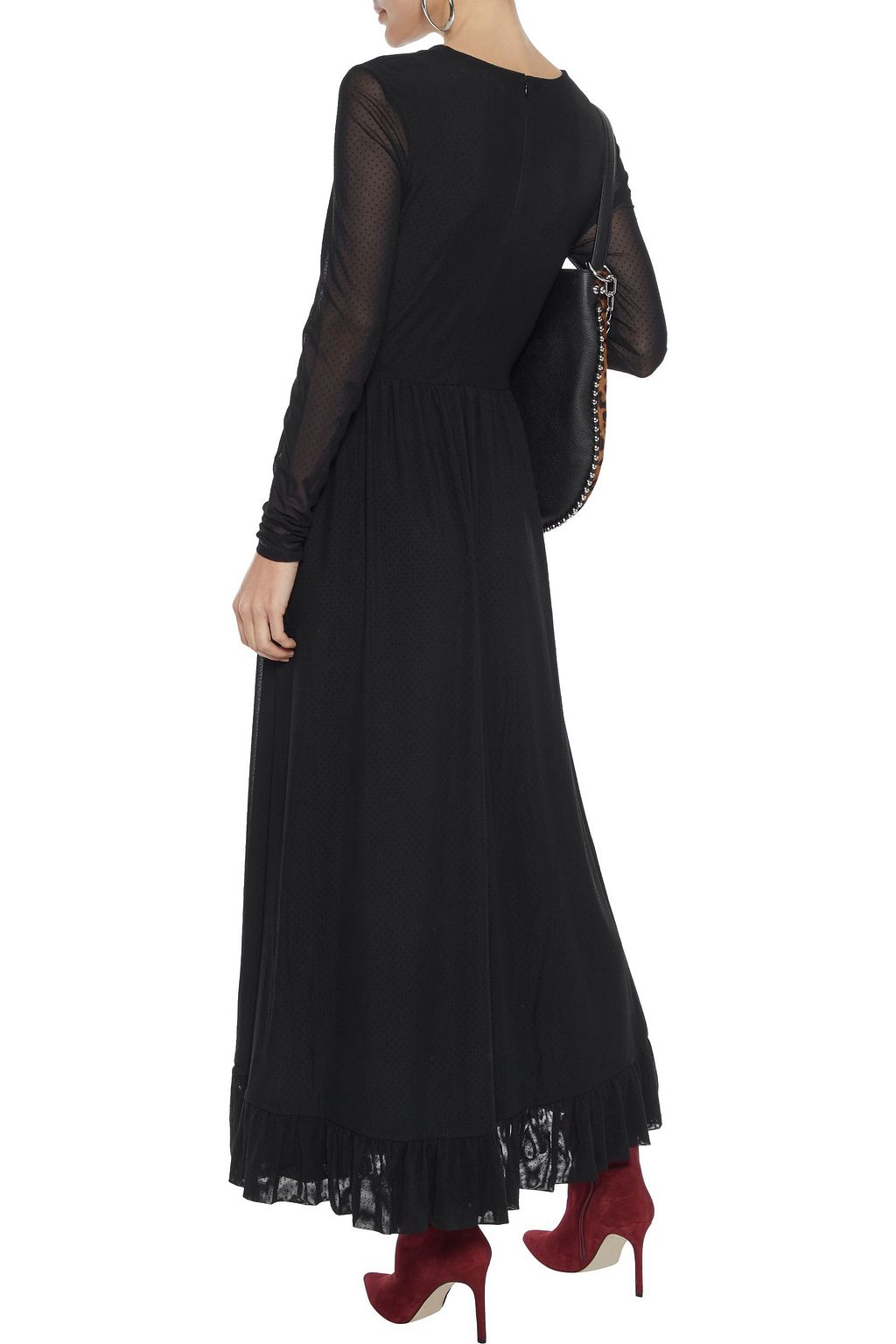 GANNI Addison Swiss-dot stretch-tulle maxi dress