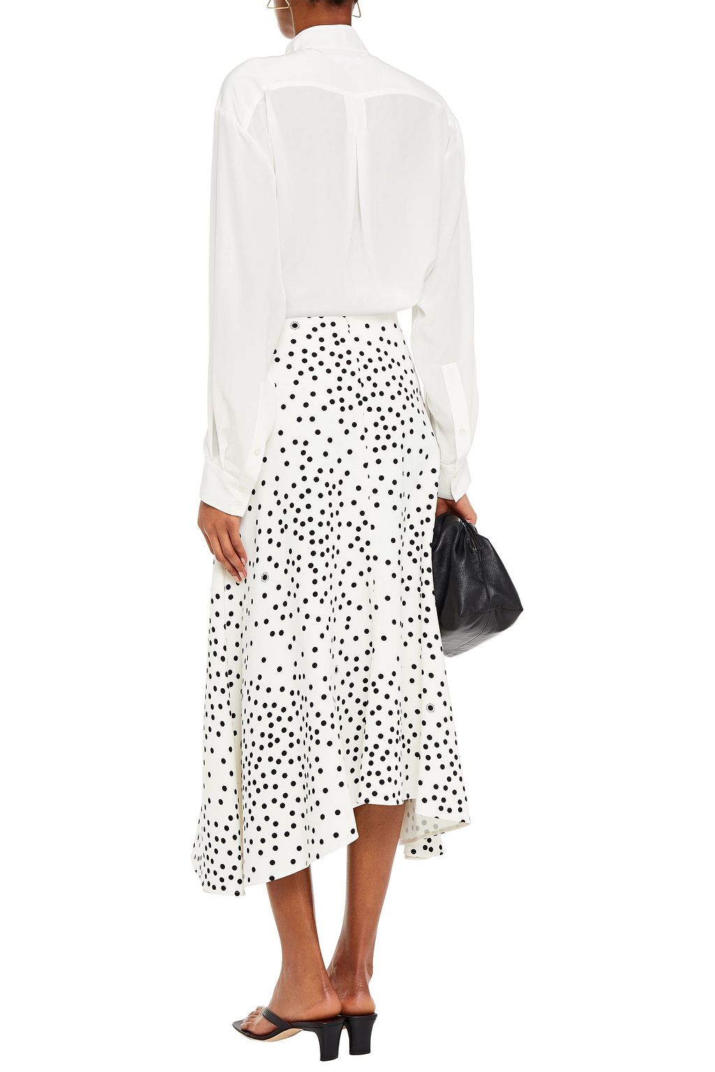 STELLA MCCARTNEY Fluted polka-dot crepe midi skirt