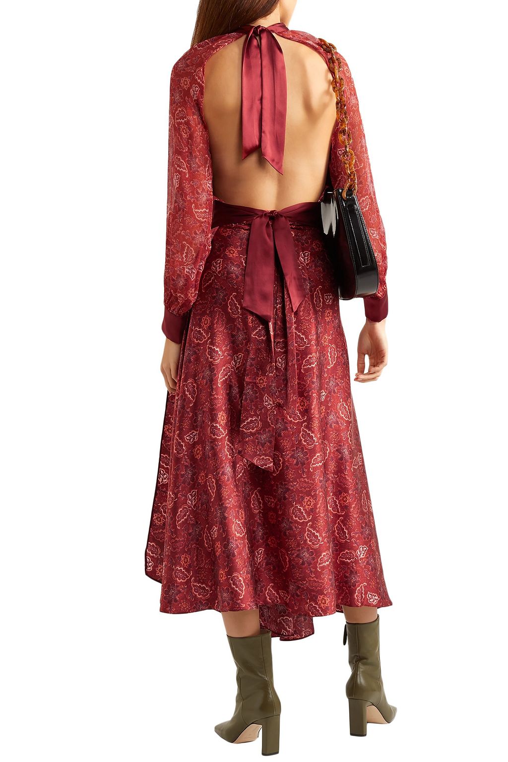 HARMUR Open-back floral-print silk-satin and crepon blouse