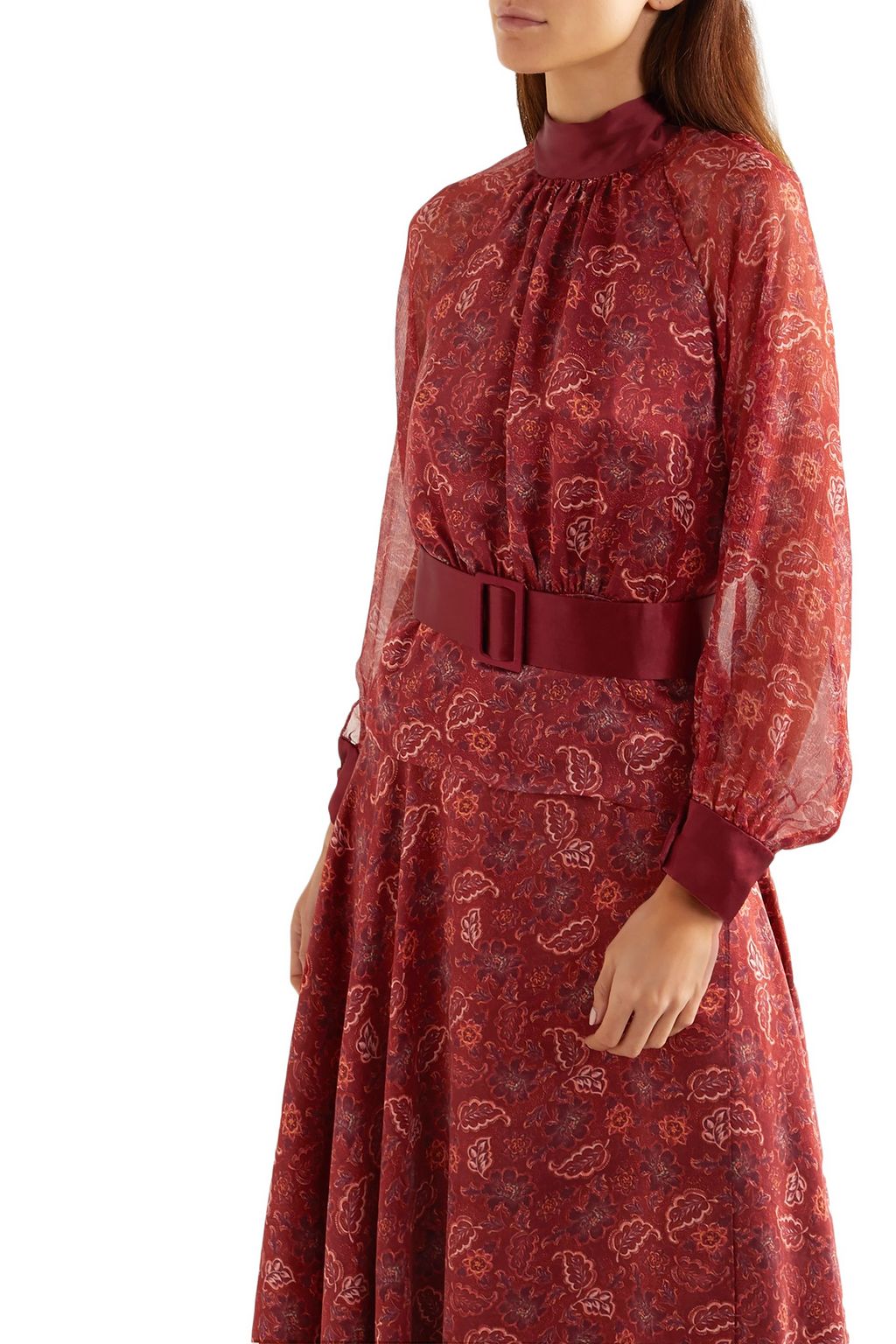 HARMUR Open-back floral-print silk-satin and crepon blouse