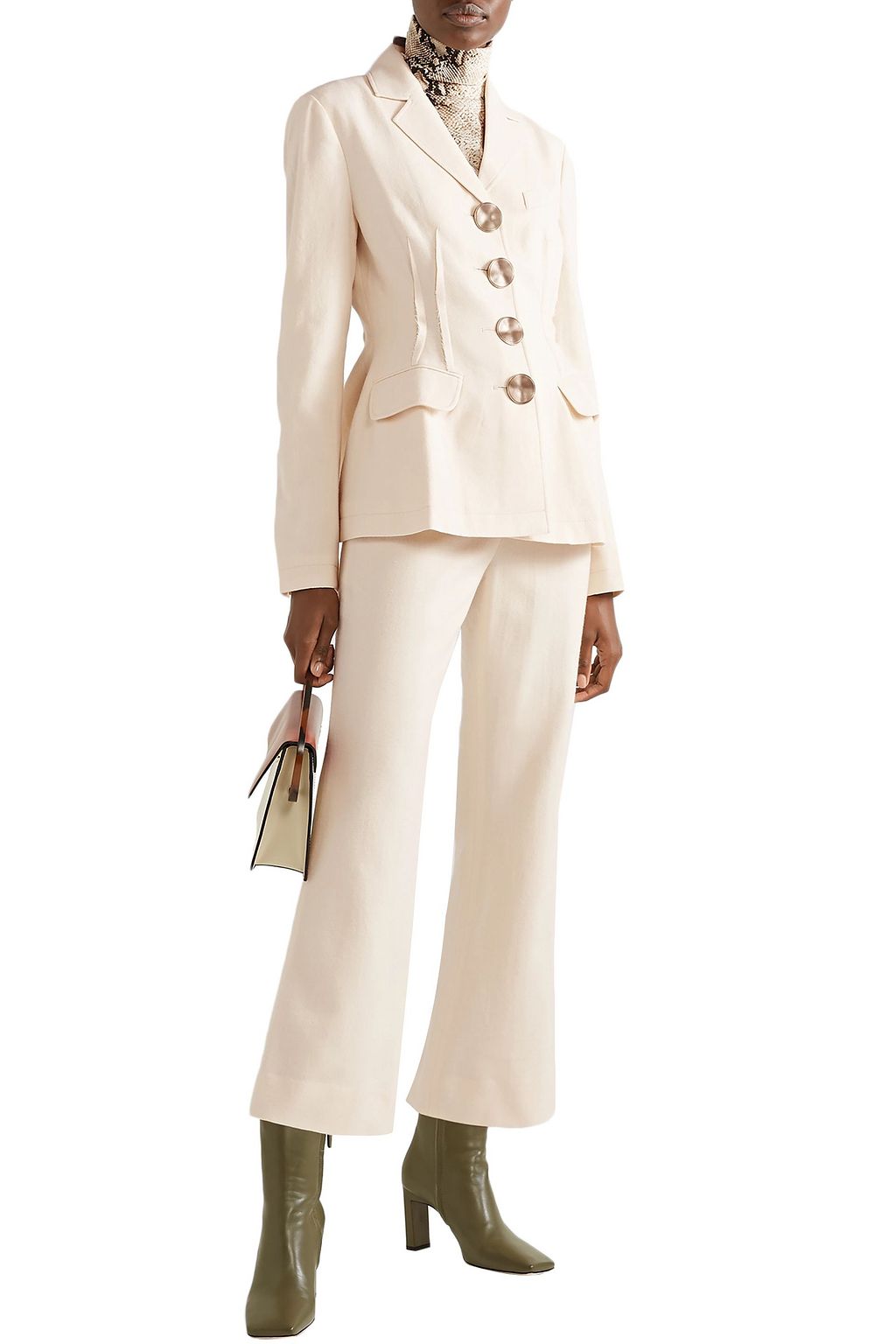 REJINA PYO Maeve cropped wool-twill flared pants