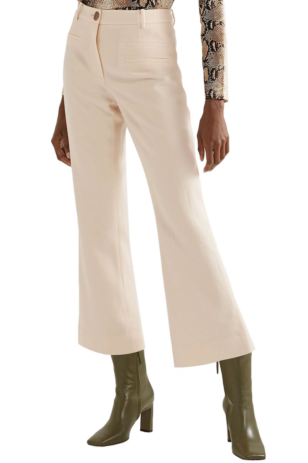 REJINA PYO Maeve cropped wool-twill flared pants