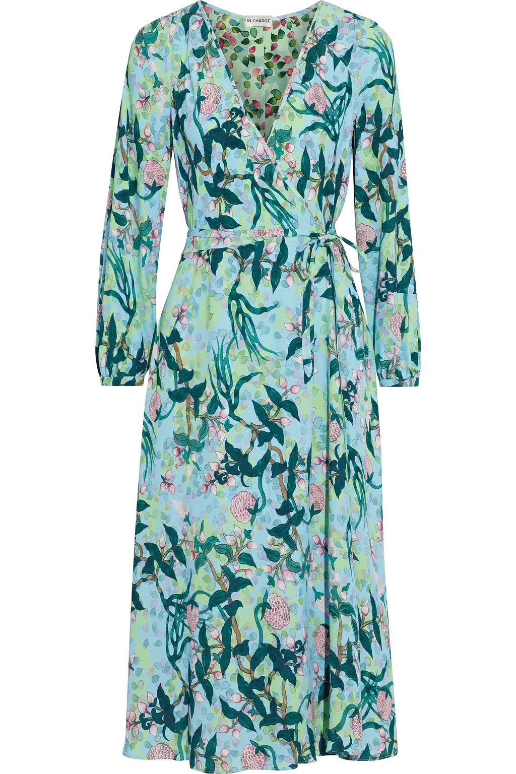 light blue midi wrap dress