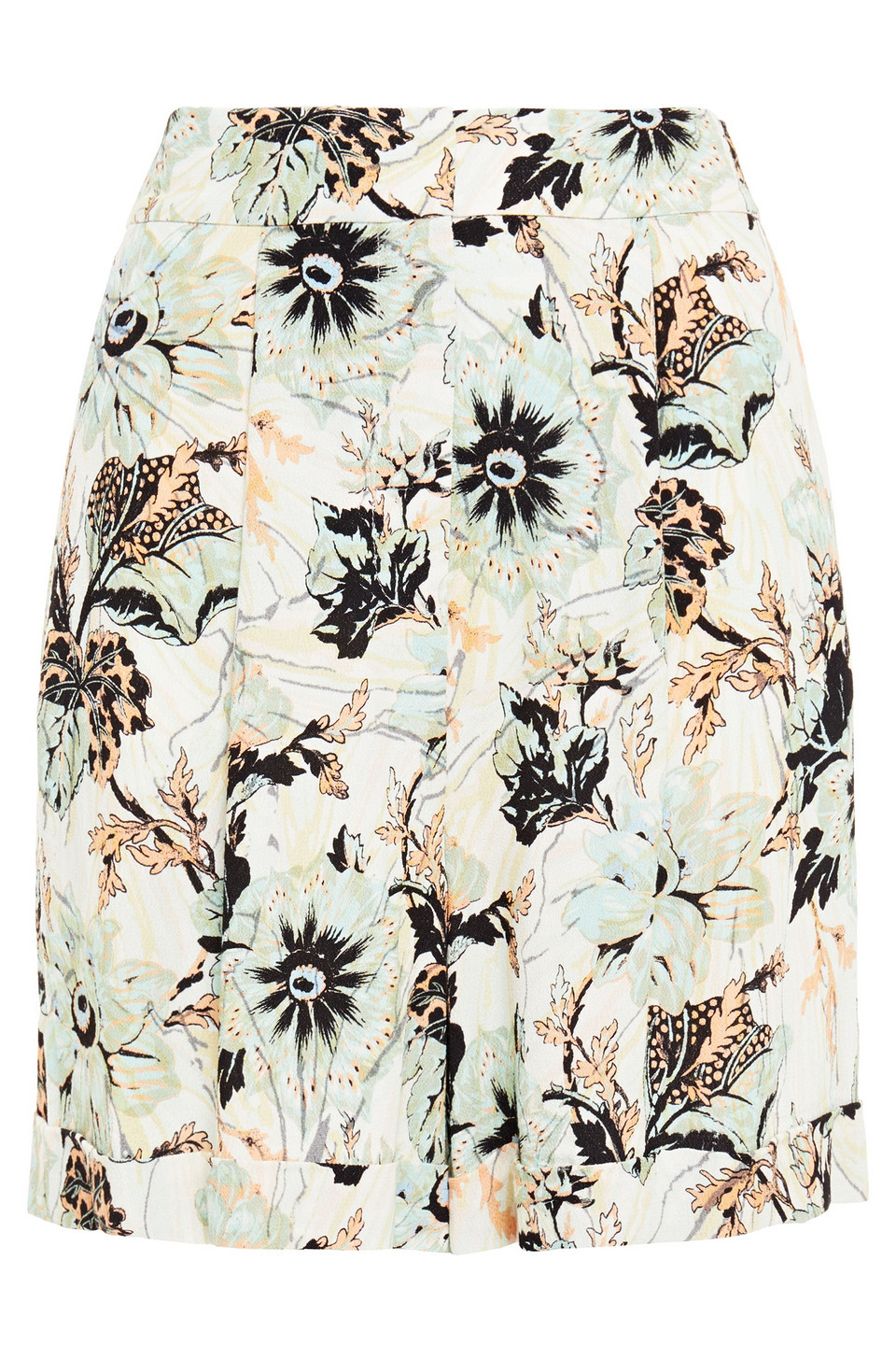 Nathalie pleated floral-print crepe shorts