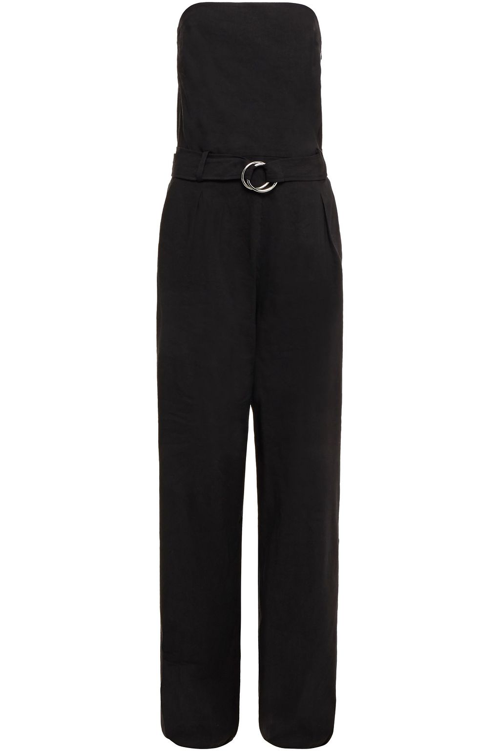 Black Strapless belted linen-blend jumpsuit | Sale up to 70% off | THE OUTNET | FRAME | THE OUTNET
