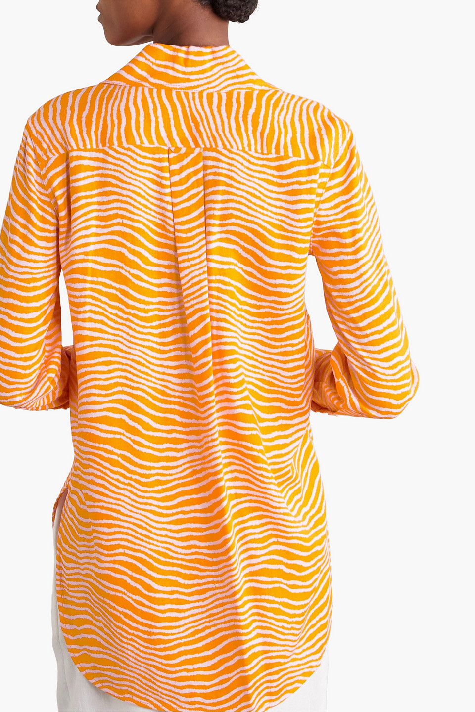 Shop By Malene Birger Feeria Printed Crepe Shirt In Orange