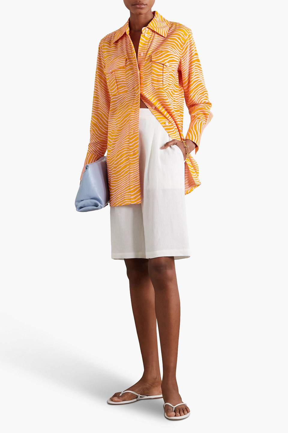 Shop By Malene Birger Feeria Printed Crepe Shirt In Orange