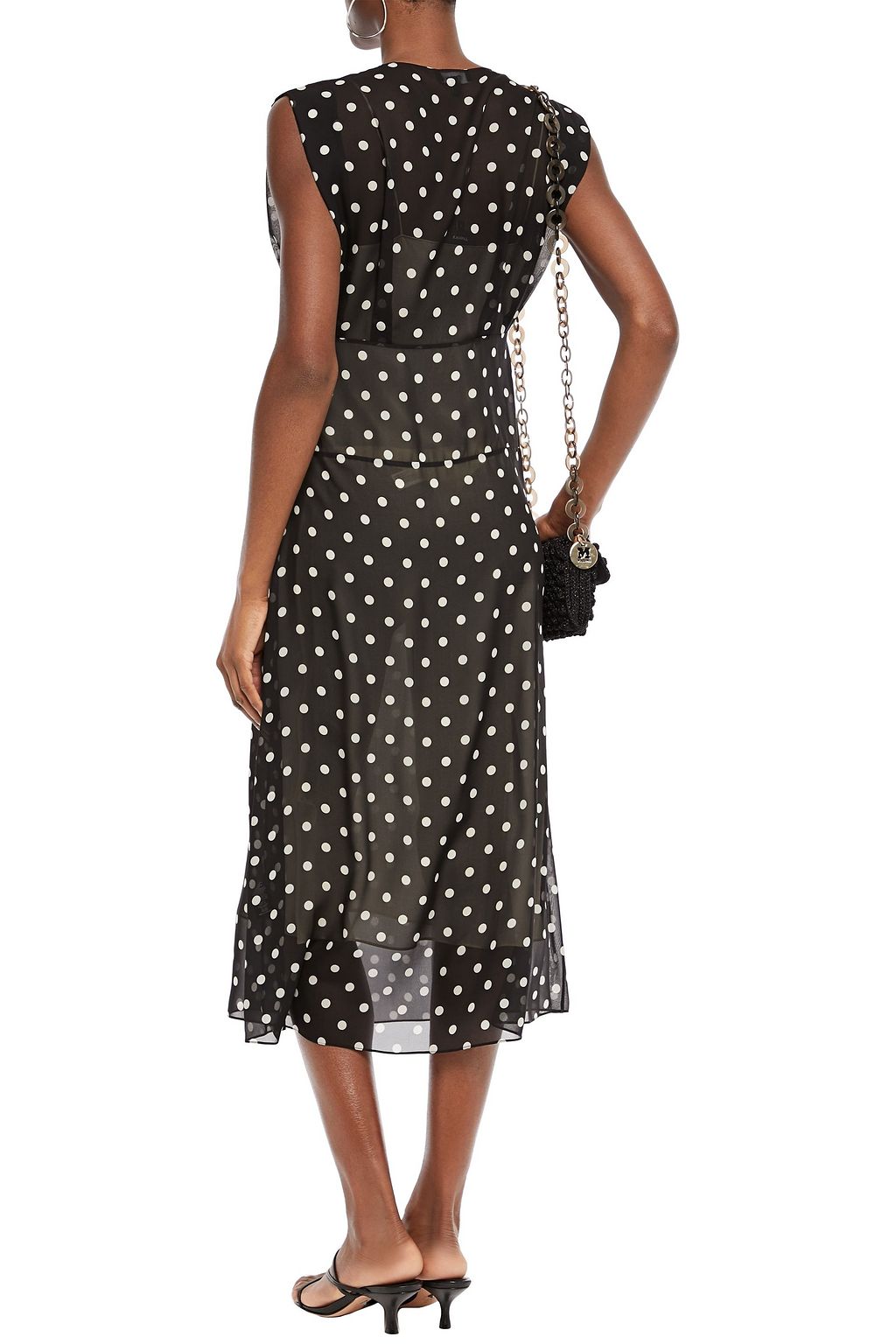 black polka dot midi
