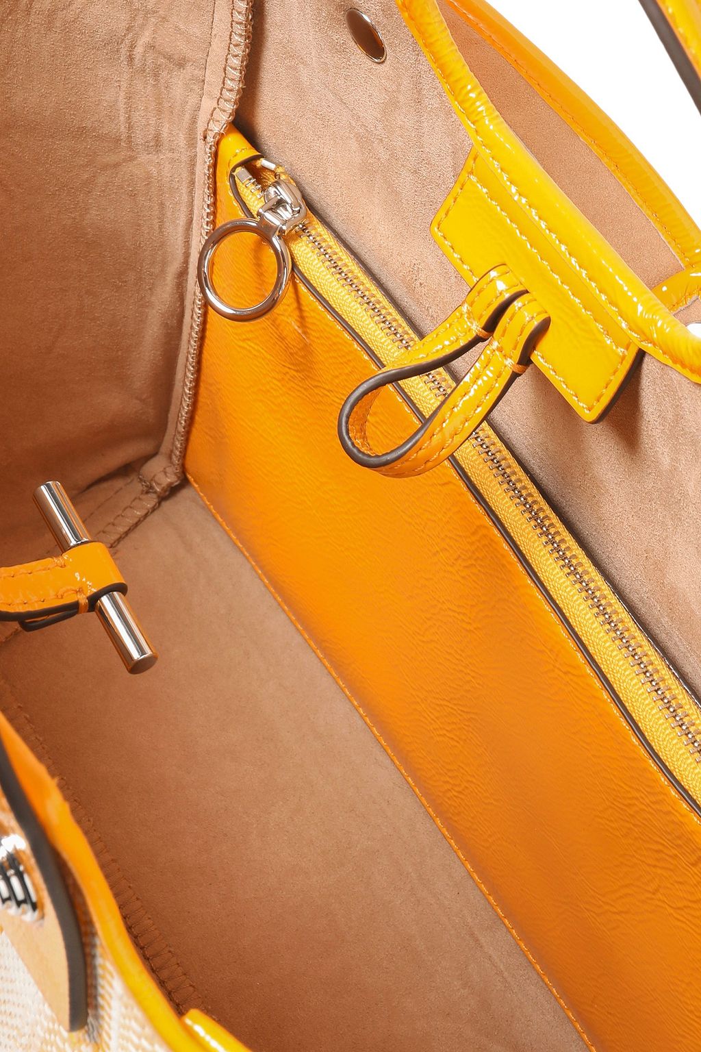 TORY BURCH Leather-trimmed checked woven tote